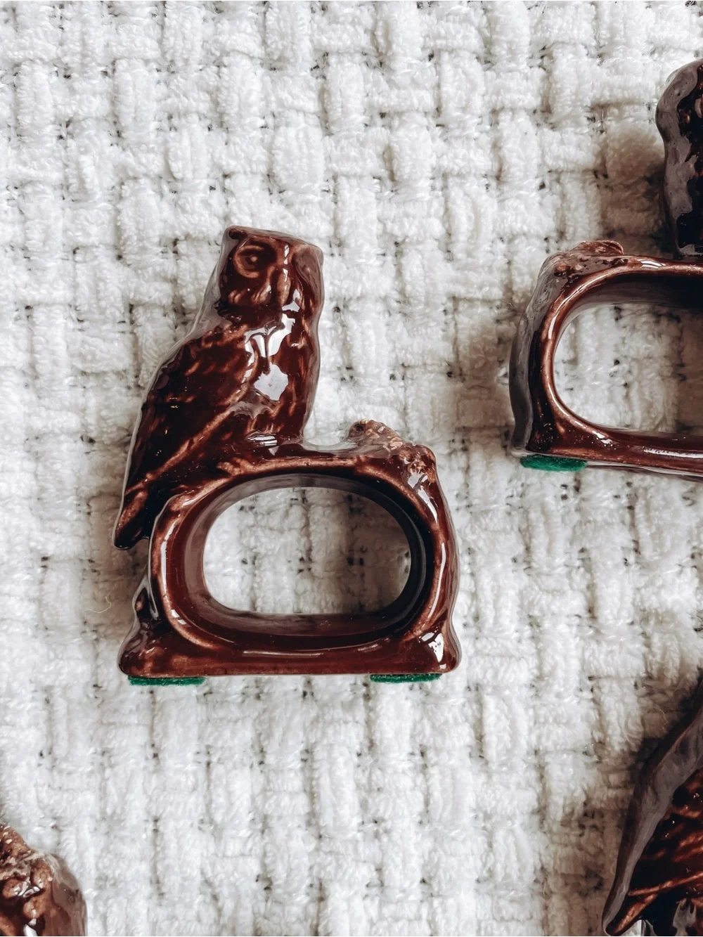 Set of 8 Ceramic Owl Napkin Rings